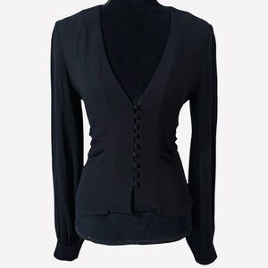 FREE PEOPLE | Maise Black Long Sleeves Blouson Top XS